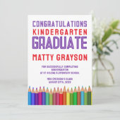 Kleur Pencils Kindergarten Foto Afstuderen Aankondiging (Staand voorkant)