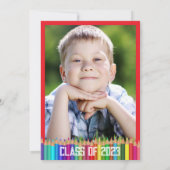 Kleur Pencils Kindergarten Foto Afstuderen Aankondiging (Achterkant)