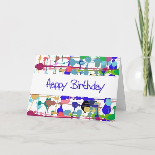 Kleur-plash Birthday-Kaart (groot afdrukken) Kaart (Voorkant)