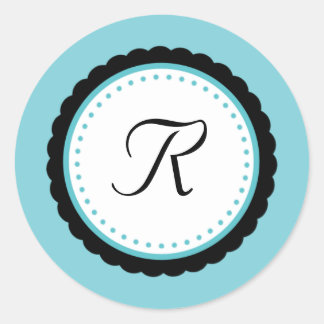 Kleur Pop Aqua Monogram Initiaal Sticker