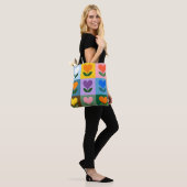 Kleur Pop Floral Grid Canvas tas (Op model)