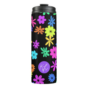 Kleur Pop Schattigee Bloemen Gepersonaliseerde The Thermosbeker