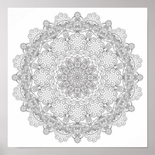 Kleur Poster - Zwirly Lacy Mandala (Voorkant)