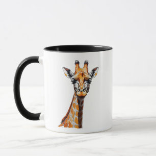 Kleur Potlood Giraffe Sketch – Artistic Hand-Drawn Mok