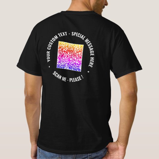 Kleur QR-code en aangepaste tekst Uw T-shirt Gift (Achterkant)