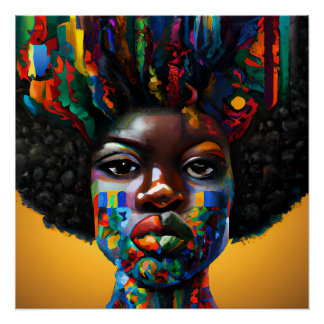 Kleur Regenboog Haar Zwart Melanine Afro Queen Cro Perfect Poster