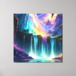 Kleur Spectrum Waterval Lake Canvas Afdruk