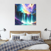 Kleur Spectrum Waterval Lake Canvas Afdruk (Insitu (Slaapkamer))