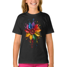 Kleur Spetter Bloem T-Shirt | Levendig Bloemmotief