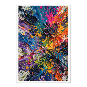 Kleur Spetter Chaos Abstracte Kunst Foto Afdruk