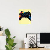 Kleur Spetter Game Controller Sticker Poster (Thuiskantoor)