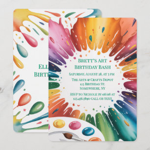 Kleur Spetter Kunst Verjaardagsfeest Kaart