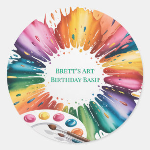 Kleur Spetter Kunst Verjaardagsfeest Ronde Sticker