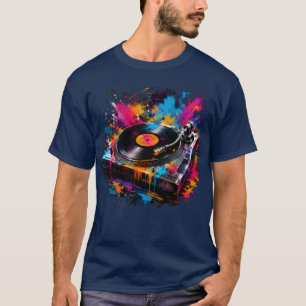 Kleur Spetterende Draaitafel DJ T-shirt