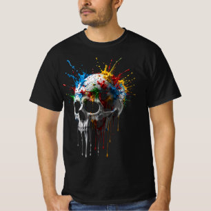 Kleur Spetterende Schedel T-shirt Artistieke Sch