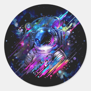 Kleur Spetterende Sterrenruimte Ruimtevaarder Ronde Sticker