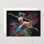 Kleur Splash Ballerina Briefkaart (Voorkant / Achterkant)
