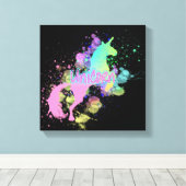 Kleur Splash Fantasy Rainbow Eenhoorn Canvas Afdruk (Insitu (Houten vloer))