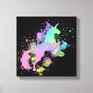 Kleur Splash Fantasy Rainbow Unicorn Canvas Afdruk