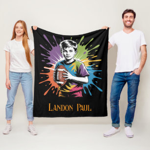 Kleur Splash Football Boy Verjaardag Party Gift Fleece Deken