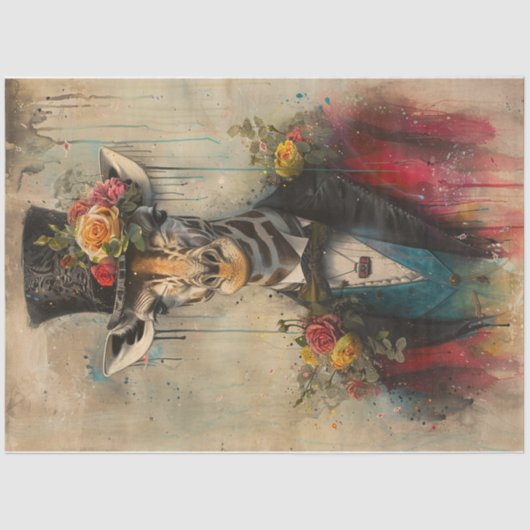 Kleur splash giraffe tissuepapier (Voorkant)