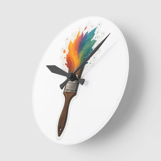 Kleur Splash Paintbrush Ronde Klok (Hoek)