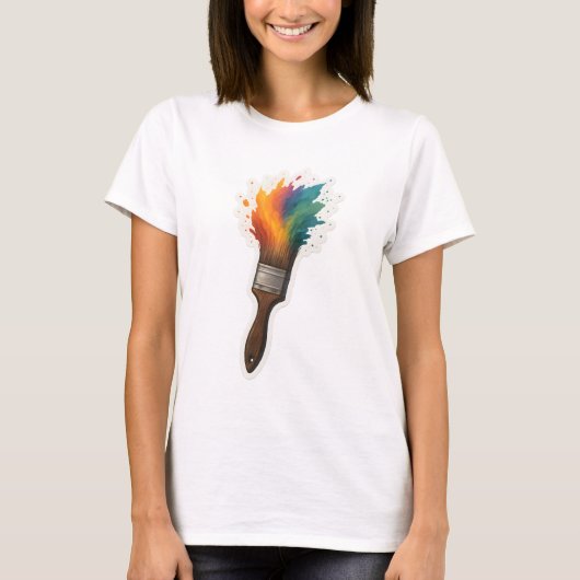 Kleur Splash Paintbrush T-shirt (Voorkant)