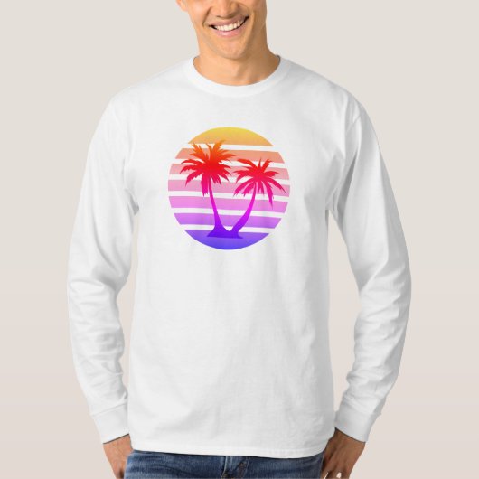Kleur Splash Palm Tree Silhouette T-shirt (Voorkant)
