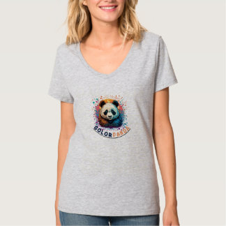 Kleur Splash Panda – Levendig Artistic Panda Desig T-shirt