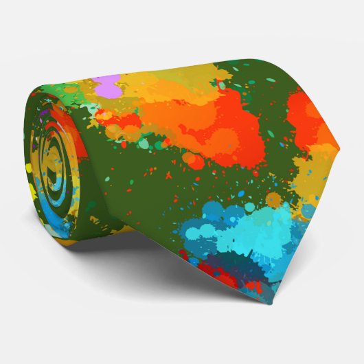 Kleur Splash Patroon CC01 D Groen BG Stropdas (Opgerold)