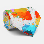 Kleur Splash Patroon CC01 L Grijs BG Stropdas (Opgerold)