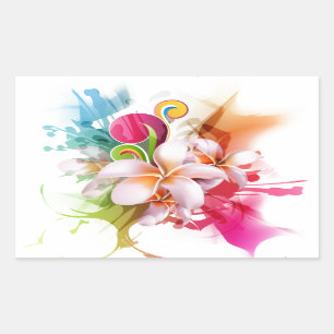 Kleur Splash Plumeria Hawaiian Flower Rechthoekige Sticker