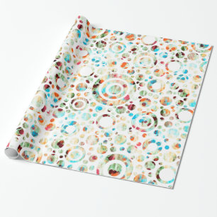 Kleur Stippen en cirkelpatroon + jouw tekst en bac Cadeaupapier