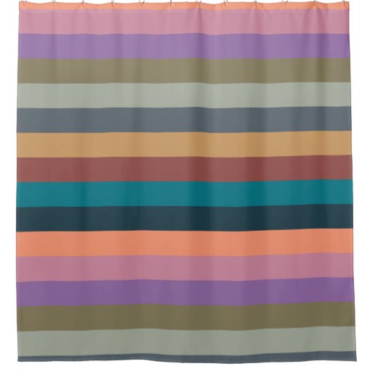 Kleur strepen in kleurrijke pastel douchegordijn (Voorkant)