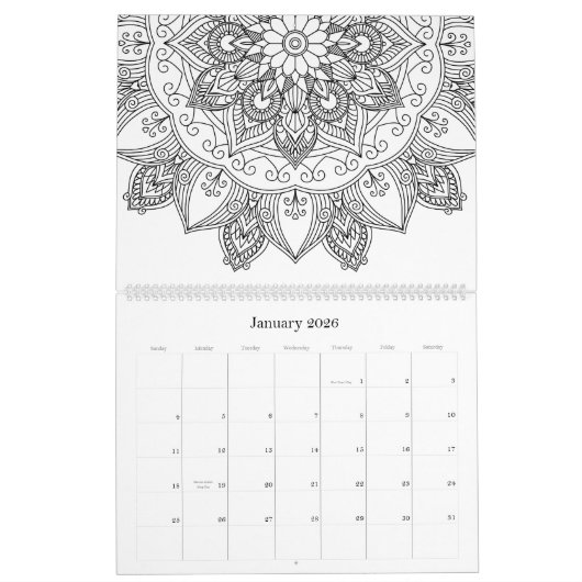 Kleur uw eigen agenda 2021 Mandala Patronen Kalender (Jan 2026)