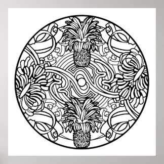 Kleur uw eigen anananas Mandala Coloring Poster