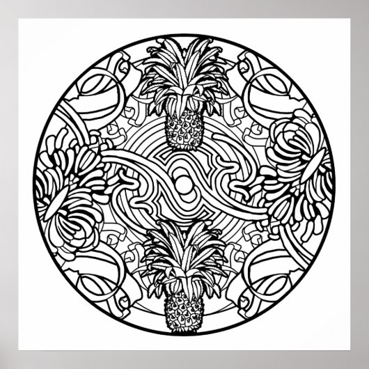 Kleur uw eigen anananas Mandala Coloring Poster (Voorkant)