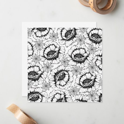 Kleur uw eigen Anemone-bloemen Notitiekaartje (Voorkant / Achterkant in situ)