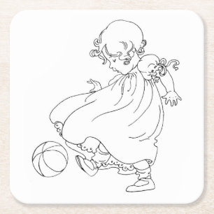 Kleur Uw Eigen  Baby met Koel Vierkante Kartonnen Onderzetter