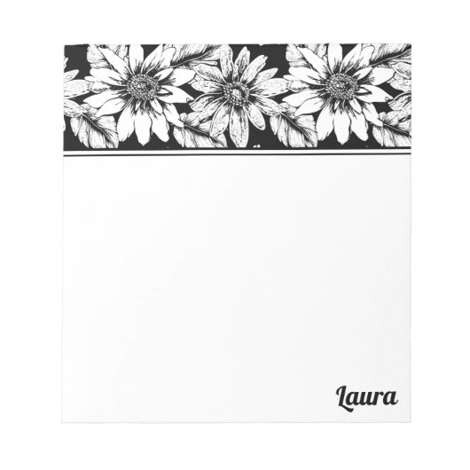 Kleur uw eigen | Bloemen met naamakerij Notitieblok (Voorkant)