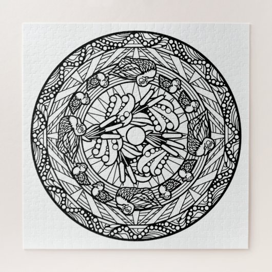 Kleur uw eigen boek Mandala Dieren Vogels Legpuzzel (Horizontaal)