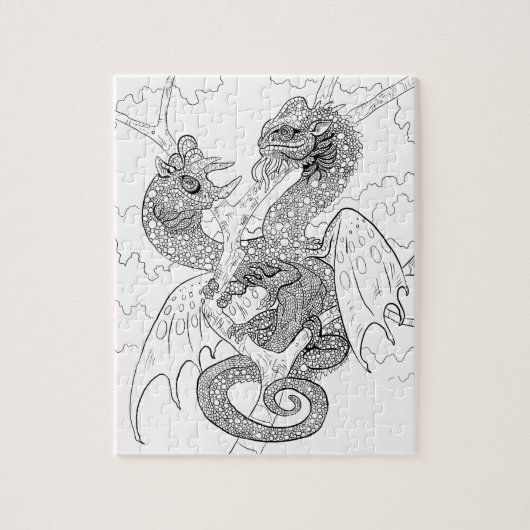 Kleur uw eigen Chameleon Dragons Legpuzzel (Verticaal)