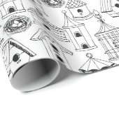 Kleur uw eigen charmerende huizen cadeaupapier (Rol Hoek)