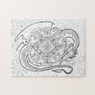 Kleur uw eigen dragon Mandala Legpuzzel