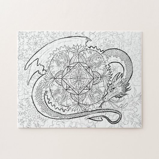 Kleur uw eigen dragon Mandala Legpuzzel (Horizontaal)