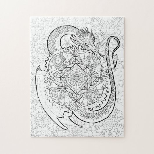 Kleur uw eigen dragon Mandala Legpuzzel (Verticaal)