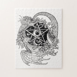 Kleur uw eigen Dragon Pentacle Legpuzzel