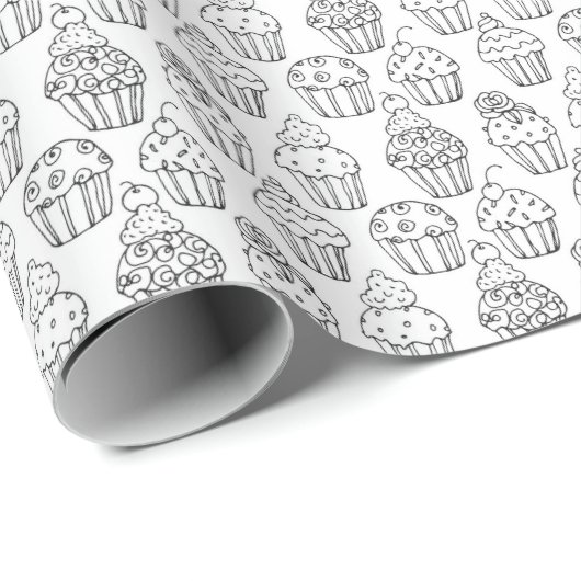 Kleur uw eigen Fancy cupcakes Cadeaupapier (Rol Hoek)
