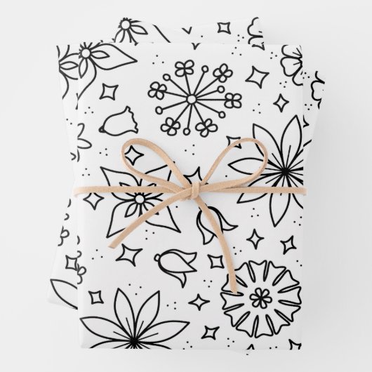 Kleur uw eigen Floral Inpakpapier Vel (In situ)