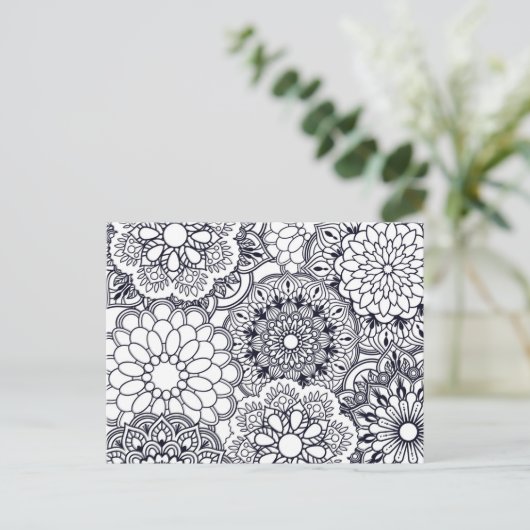 Kleur uw eigen Floral Mandalas Briefkaart (Staand voorkant)
